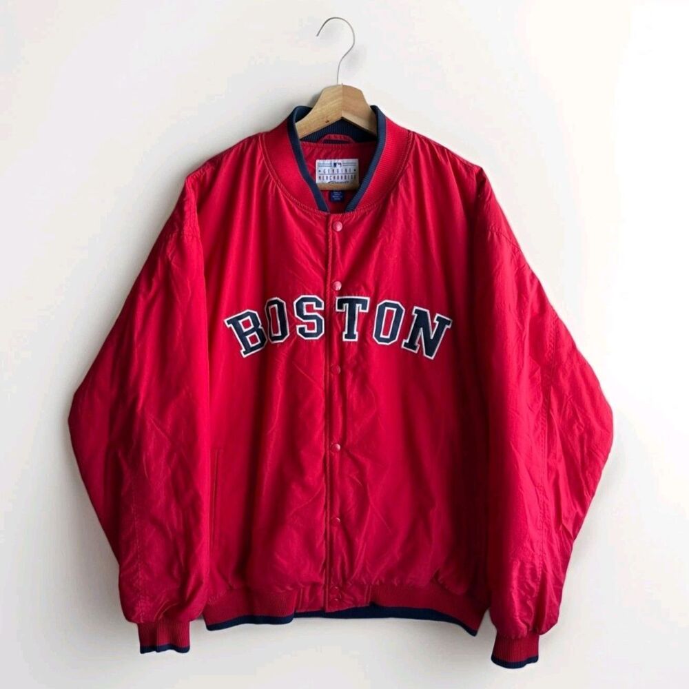 Vintage G-III Sports by Carl Banks Boston Red Puffer Bomber Jacket Men's Size XL